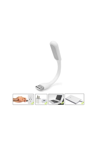 Usb Led Lamba 15cm Beyaz Renk Işık Portatif Taşınabilir Gece Lambası Masa Aydınlatma Kamp Pc