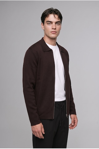 Defacto Standart Fit Polo Yaka Basic Fermuarlı Triko Hırka D3592ax26aubn339 Kahve-bn339