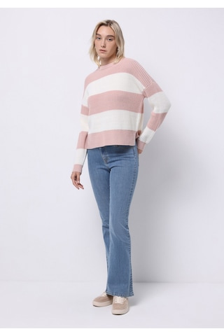 Colin's Colins Regular Fit Yuvarlak Yaka Çizgili Kadın Pembe Kazak Cl1076812 Q1.v2 Pın Pembe