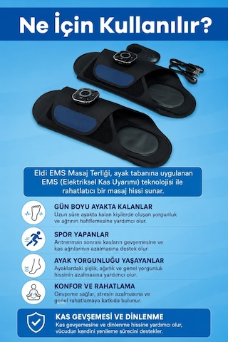 Eldi Medikal Ems Ayak Masaj Terliği - 7 Mod 15 Kademe - Rahatlatıcı Masaj Aleti