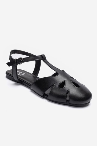 Luvishoes Nathalıe Siyah Cilt Hakiki Deri Kadın Sandalet
