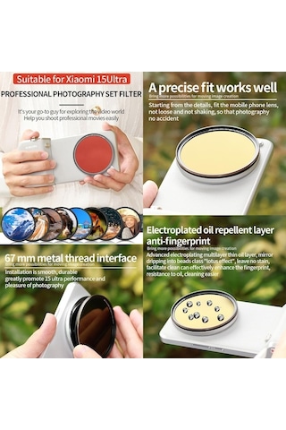 Konesam Xiaomi Mi 15ultra İçin 4x Makro Lens 67mm Fotoğraf Seti + Nd Gradyan Gri Filtre + Depolama Kutusu + Temizleme Bezi