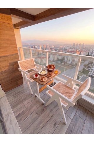 Yükseklik Ayarlı - Atlantik Çam Beyaz Tekerli 60x40 Oval Kenar Dar Balkonlar İçin Kahvaltı Yemek Masası Atlantik - Çam