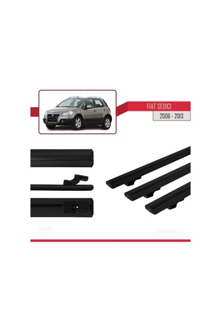 Fiat Sedici 2006-2013 Arası İle Uyumlu Basic Model Ara Atkı Tavan Barı Siyah 3 Adet