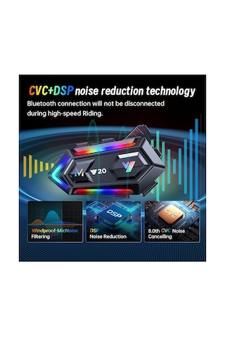 Nivego Y20 5.3 Motosiklet Kask Kulaklık Bluetooth Intercom Rgb Işıklı