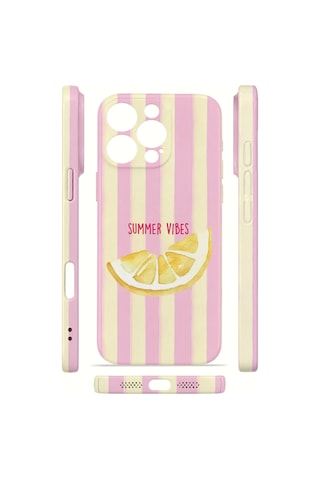 Apple iPhone Uyumlu 16 Pro Vorian İnce Kamera Korumalı Mika Kılıf Summer Vibes Lemon Summer Vibes Lemon Mika