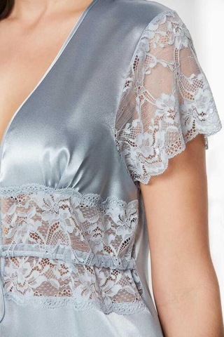 Pierre Cardin Saten Dantelli Midi Sabahlık 1020 Mist Çok Renkli