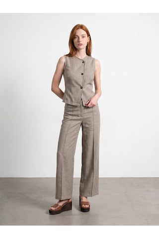 DİLVİN 72728 Keten Karışımlı Geniş Paça Pantolon-bej