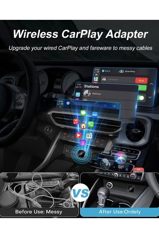 Maiyame Kablosuz Carplay Adaptörü, Usb-c Dönüştürücü İle, Otomatik Bağlanma, Ota Güncelleme, Minyatür Tasarım, İos/android Uyumlu