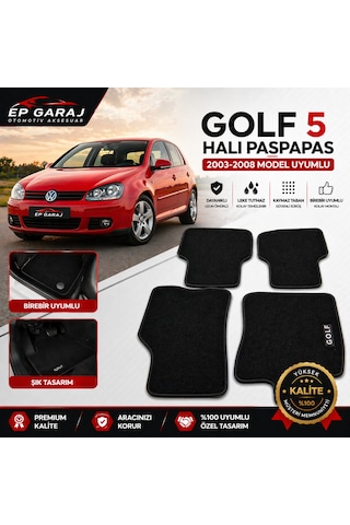 Volkswagen Golf 5 Halı Paspas Takımı 2003-2008 Uyumlu Ürünümüz İnce Tiptir