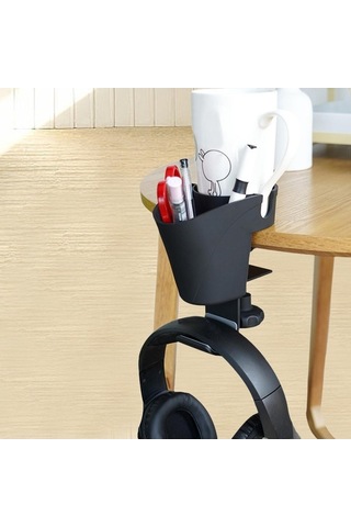 Pazly Suntek Masa Kalem Tutucu Bardak Kulaklık Kancası 3'ü 1 Arada Siyah Diğer