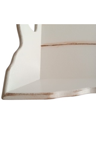 El Boyaması Dalgalı Model Beyaz Ahşap Servis Tepsisi Ahşap - Beyaz