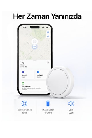 Beylini Tag Takip Cihazı Kablosuz Apple iOS Bul Uyumlu Lisanslı Araç Çocuk Anahtar Takip Sistemi Silikon Anahtarlıklı Akıllı Takip Cihazı Apple iOS Find My Uyumlu Tekli Paket