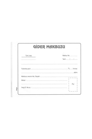 Özkan Gider Makbuzu 2X50 2 Nüsha Karbonsuzdur