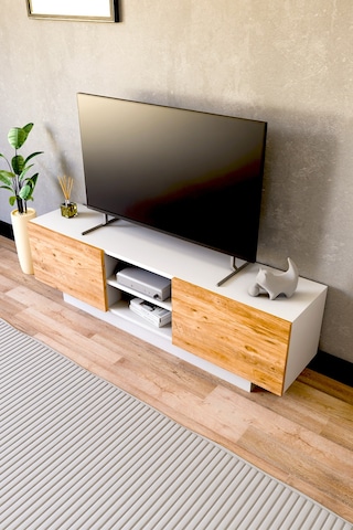 Dora Tv Sehpası, Tv Standı, Televizyon Ünitesi Beyaz - Atlantik Çam