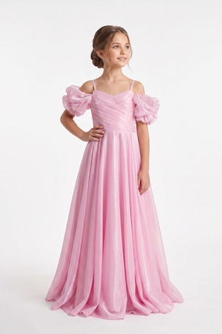Mnk Baby & Kids Linos Kız Çocuk Saten Abiye Elbise M00838 Pembe
