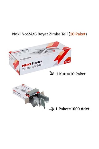 Noki 6451 Zımba Teli No:24/6 1000 Adet Beyaz 10 Adet