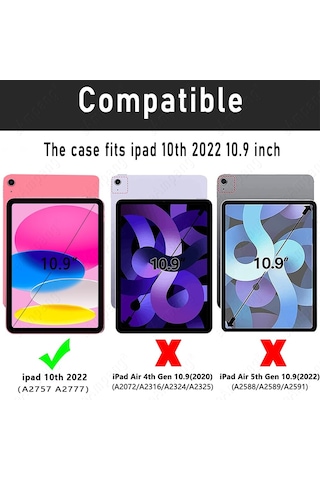 Apple Uyumlu iPad 10. Nesil 10.9" Kılıf Darbelere Dayanıklı Şeffaf Kapak A2696 A2757 A2777