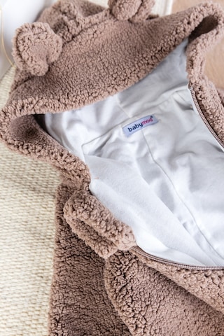 Kapüşonlu Kendinden Eldivenli Welsoft Kışlık Kız/erkek Bebek Tulum Kahverengi