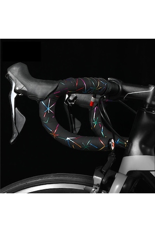 Teltree West Bıkıng Yol Bisikleti Kaymaz Bant - Renkli Çizgili, Pu Malzeme, Su Geçirmez, 1 Çift, Siyah Siyah