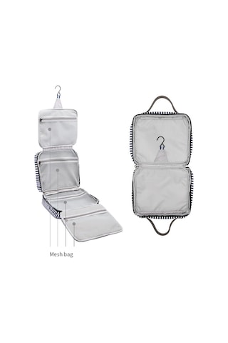 Sones Taşınabilir Büyük Kapasiteli Kozmetik Çok Bölmeli Saklama Çantası Gri