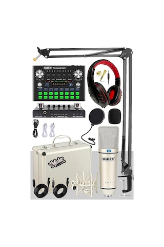 Cx1 Compact Set-2 Efektli Ses Kartı Mikrofon Stand Seti Pc Ve Telefon
