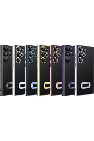 Galaxy S23 Ultra Uyumlu Kamera Korumalı Logo Gösteren Csm Zore Omega Kılıf-rose Gold