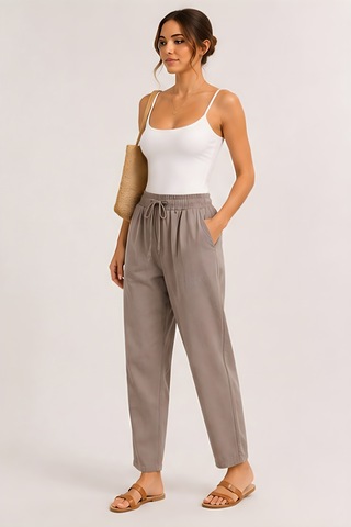 Lili Woman Kadın Taupe Natural Bağcıklı Dar Paça Pantolon E.3076 Vizon