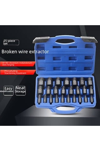 Aubyhe 25 Parça İngiliz Standardı Kırık Vida Çıkarıcı Seti - Kaygan, Hasarlı Cıvata Ve Somunları Çıkarma Aleti 10 Parça Boşluklu Çıkarıcı Dahil