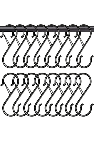 Vkemall 35 Adet 9 Cm S Şekilli Güvenlik Kanca Siyah - Çelik Yapı, İç/ Dış Mekan Kullanıma Uygun, Güvenli Asma Fonksiyonu