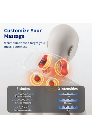 Isı İle Akülü Boyun Masajı, Vücut Kas Gevşetmesi İçin 6d Yoğurma Shiatsu Derin Doku, Sırt, Bacaklar, Bel İçin Şarj Edilebilir Boyun Ve Omuz Masajı, Taşınabilir Hediyeler