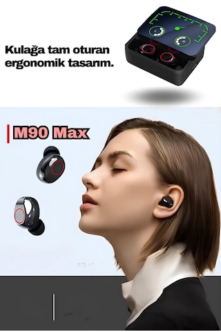 Qasul M90 MAX Powerbankli Hız Göstergeli Mikrofonlu Bluetooth 5.3 Kulaklık