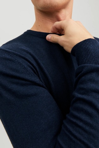 Jack & Jones Erkek Basic İnce Lacivert Triko Kazak - 12208364 Lacivert