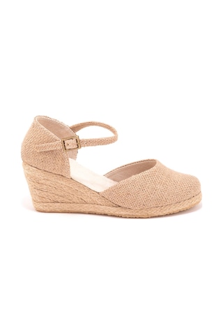 Star Tombis Gerçek Elişi Bilekten Bantlı Topuğu Açık Keten Espadril Dolgu Topuk Handmade Çok Renkli