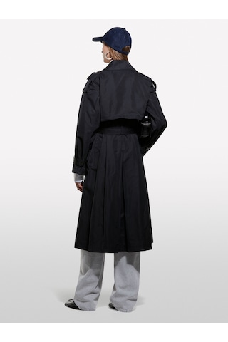 Sisley Kemerli Astarlı Manşetli Comfort Fit Midi Trençkot Kadın Siyah Trençkot - 325a2zcrln05x