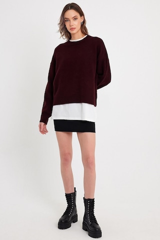 Bordo Bisiklet Yaka Basic Triko Kazak
