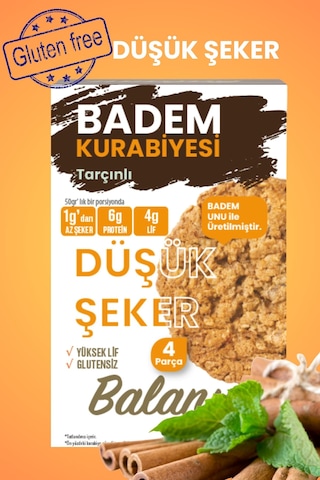Balanu Düşük Şekerli Tarçınlı Badem Kurabiyesi 200gr X3 Adet