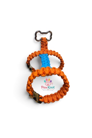 Minibone Köpek/kedi Geöğüs Tasması Paracord El Yapımı Mavi - Turuncu