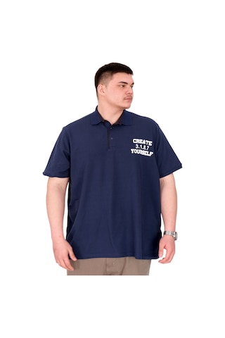 Mode Xl Büyük Beden Erkek T-shirt Polo Yaka Yourself U25310 İndigo İndigo