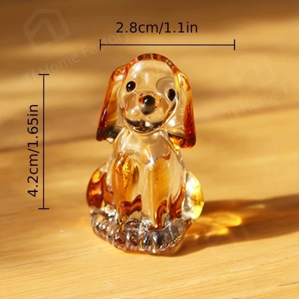 Trendooze Yeşil Cam Köpek Figürü, Sunshine022 El Yapımı Modern Masaüstü Dekoru Hediye