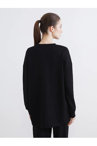 Lc Waikiki Siyah Soft Touch Kadın Sweatshirt Tunik