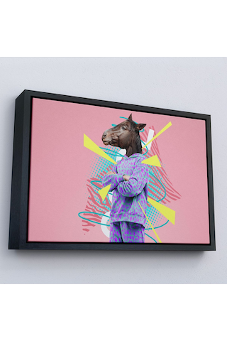Miyrem^ Canvas Serie At Kafalı İnsan Tablosu-7256