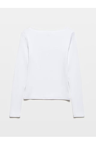 Dilvin Kayık Yaka Yarım Kollu Top 101a31332 Beyaz