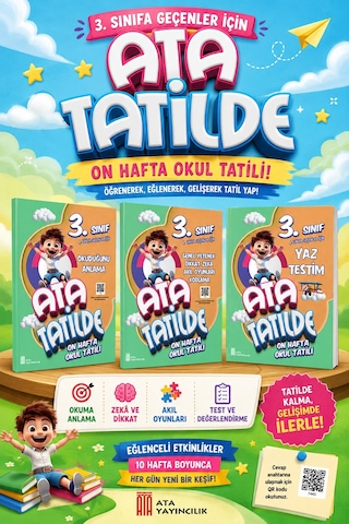 3.sınıf Ata Tatilde Yaz Testim + Okuduğunu Anlama+ Genel Yetenek Dikkat Zeka Akıl Oyunları Kodlama