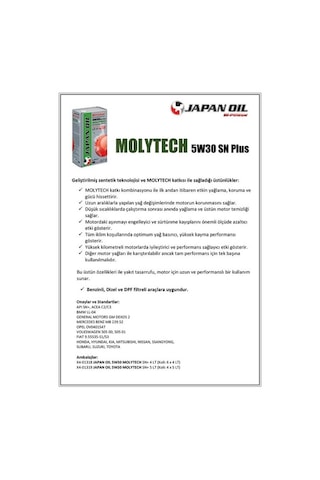 Bi-Power Japan Oıl 0W-16 Sp Molytech Green Tam Sentetik Motor Yağı 4 L