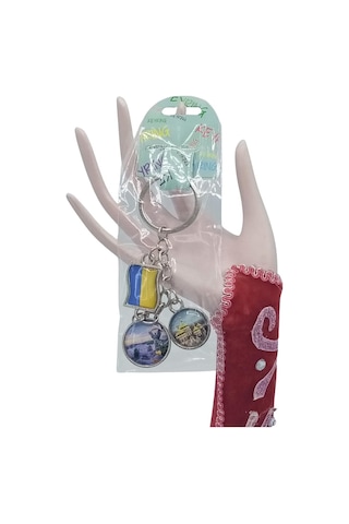 Ukrayna Üçlü Epoksi Metal Çift Taraflı Damla Anahtarlık Ukraine Gümüş