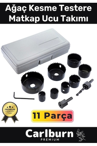 Premium 11 Parça Panç Seti Ağaç Kesme Alyan Anahtarlı Alçıpan Tavan Kesme Matkap Ucu Takımı