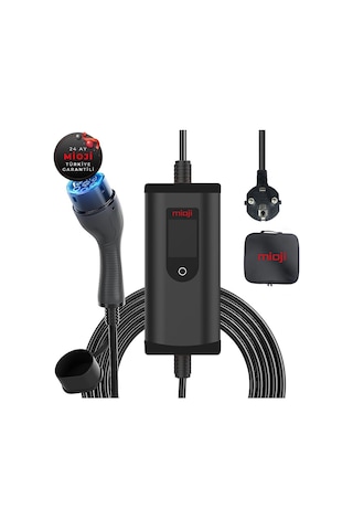 Mioji Mio 717 3.5kw/16a 2.4 Lcd Ekran Ip65 Suya Dayanıklı Taşınabilir Elektrikli Araç Şarj Cihazı 22 Kw