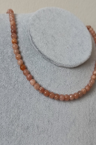 6 Mm Güneş Taşı Doğal Taş Kolye Gümüş