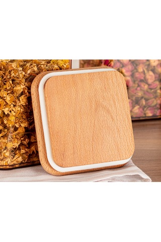 Madame Coco Kaviera 1000ml Ahşap Kapaklı Saklama Kabı 2'li 1ksakl0432 Diğer